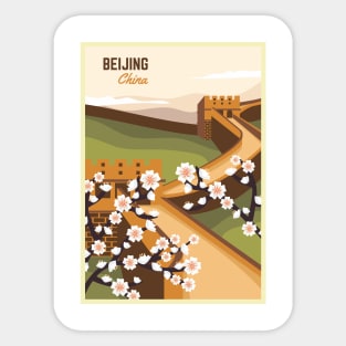 Beijing, China - Vintage Travel Poster Sticker